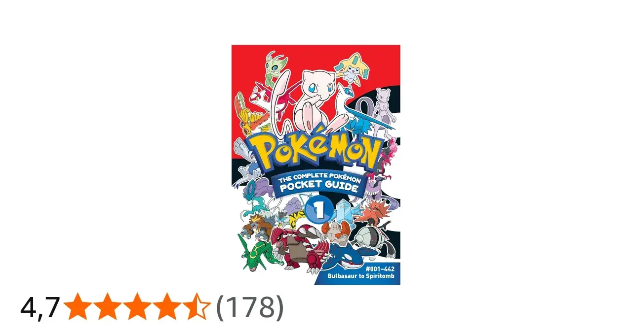 Couverture du guide Pokémon "The Complete Pokémon Pocket Guide 1", éditions Pocket Manuscrit, avec de nombreux Pokémon.