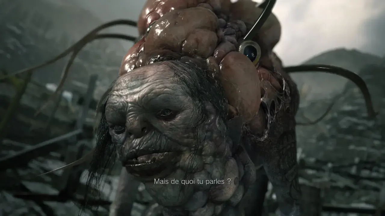 Un monstre difforme, digne d'un méchant film d'horreur, pose une question troublante : "Mais de quoi tu parles ?