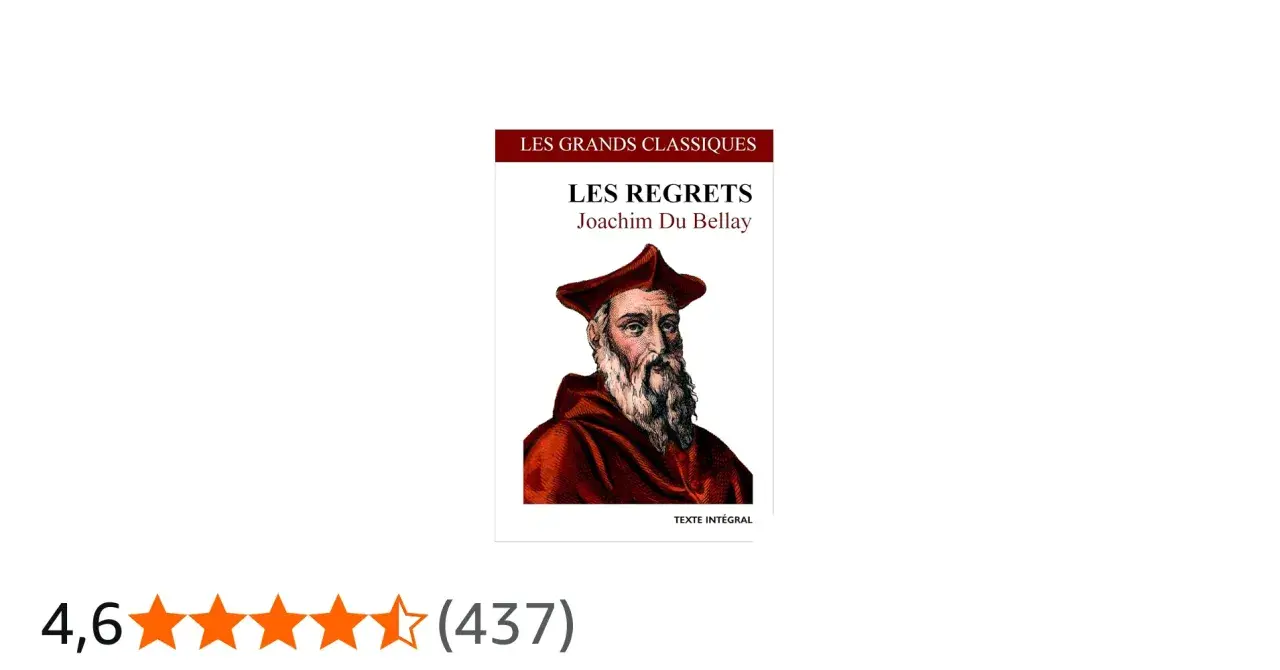 Couverture du livre "Les Regrets" de Joachim Du Bellay, avec un portrait gravé de l'auteur. Idéal pour une analyse de seconde.