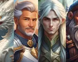 Dragon blanc majestueux, guerrier barbu, elfe aux longs cheveux, et un vieux sage. Des personnages dignes d'un prénom fantasy.
