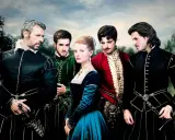 Cinq personnages en costumes d'époque, dont une jeune femme au centre, évoquent le drame de la Princesse de Montpensier.
