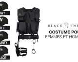Costume tactique Black Snake avec casquettes SWAT, FBI, Security, Police. Un pseudo peut servir à se déguiser.
