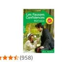 Couverture du livre "Les Fausses Confidences" de Marivaux, une œuvre au programme du nouveau BAC. Un couple est représenté enlacé dans un jardin.