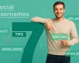 Un homme souriant présente des pseudonymes d'exemple, comme "emma_glor", pour une femme.