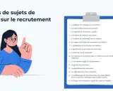 Une illustration présente des exemples de sujets de mémoire sur le recrutement, dont la problématique de recrutement dans une société robotisée.