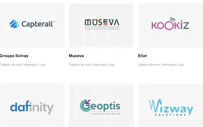 Logos de "Capterall", "Museva", "Kookiz", "Dafinity", "Geoptis" et "Wizway". Le nom d'aventurier imaginaire "Kookiz" est particulièrement intriguant.