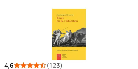 Couverture du livre "Émile ou de l'éducation" de Jean-Jacques Rousseau, avec une scène champêtre. Analyse linéaire de l'œuvre.