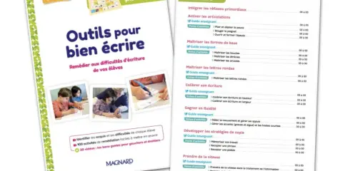 Outils pour bien écrire : texte à recopier pour s'entraîner. Ce guide propose des activités pour aider les élèves à surmonter leurs difficultés d'écriture.