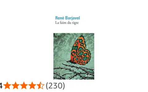 Couverture de "La faim du tigre" de René Barjavel, souvent cité comme son meilleur livre. Un papillon aux couleurs vives se pose sur des ronces.