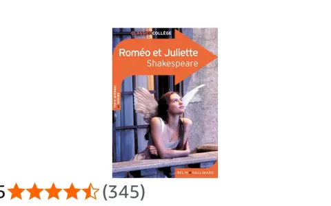 Couverture du livre "Roméo et Juliette" de Shakespeare. Une jeune femme aux ailes d'ange regarde vers le ciel, évoquant quelle est l'histoire de Roméo et Juliette.