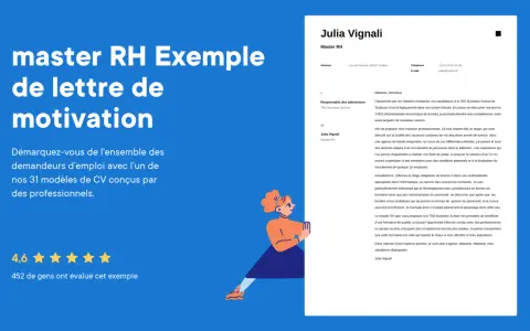 Exemple de lettre de motivation pour un master RH, avec un modèle de CV pour se démarquer.