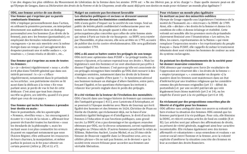 Texte d'une page de livre sur Olympe de Gouges, avec des titres et des paragraphes.