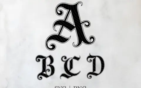 Lettres A, B, C, D en écriture gothique, parfaites pour une touche d'élégance sombre sur Instagram.