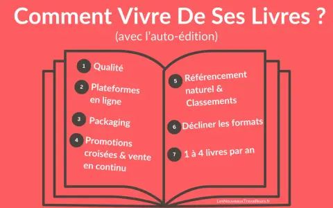 Comment vivre de ses livres grâce à l'auto-édition : qualité, plateformes, packaging, promotions, référencement, formats et rythme de publication.