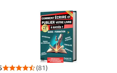 Guide "Comment écrire et publier votre livre à succès", avec un livre ouvert d'où s'échappe une fusée. Idéal pour savoir comment publier son livre.