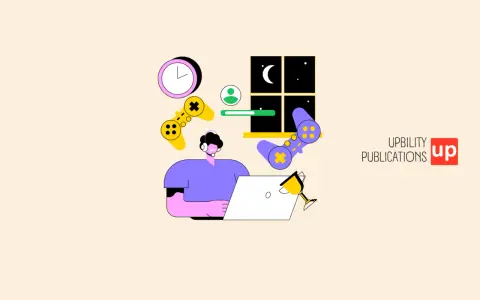 Un joueur sur son ordinateur, entouré de manettes et d'une horloge, illustre une édition addictive.