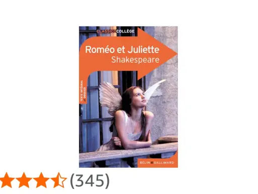 Couverture du livre "Roméo et Juliette" de Shakespeare. Une jeune femme aux ailes d'ange regarde vers le ciel, évoquant quelle est l'histoire de Roméo et Juliette.