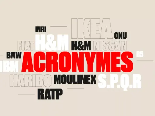 Acronymes célèbres (INRI, IKEA, H&M, BMW, Fiat, etc.) pour une idée nom de famille original.