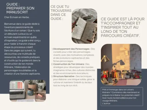 Guide pour préparer son manuscrit : conseils pour créer des personnages, construire des univers et structurer son récit. Un sommaire roman pour ton voyage littéraire.