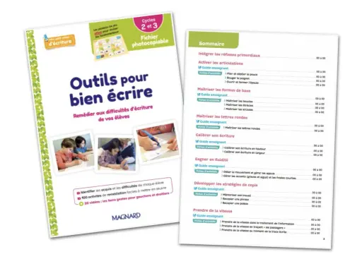 Outils pour bien écrire : texte à recopier pour s'entraîner. Ce guide propose des activités pour aider les élèves à surmonter leurs difficultés d'écriture.