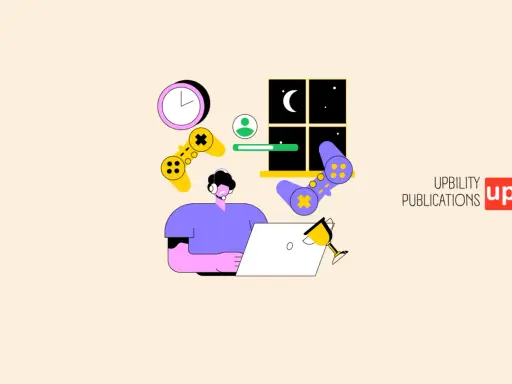 Un joueur sur son ordinateur, entouré de manettes et d'une horloge, illustre une édition addictive.