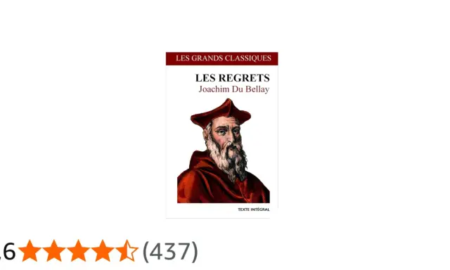 Couverture du livre "Les Regrets" de Joachim Du Bellay, avec un portrait gravé de l'auteur. Idéal pour une analyse de seconde.