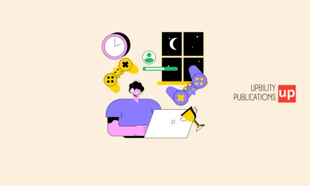 Un joueur sur son ordinateur, entouré de manettes et d'une horloge, illustre une édition addictive.