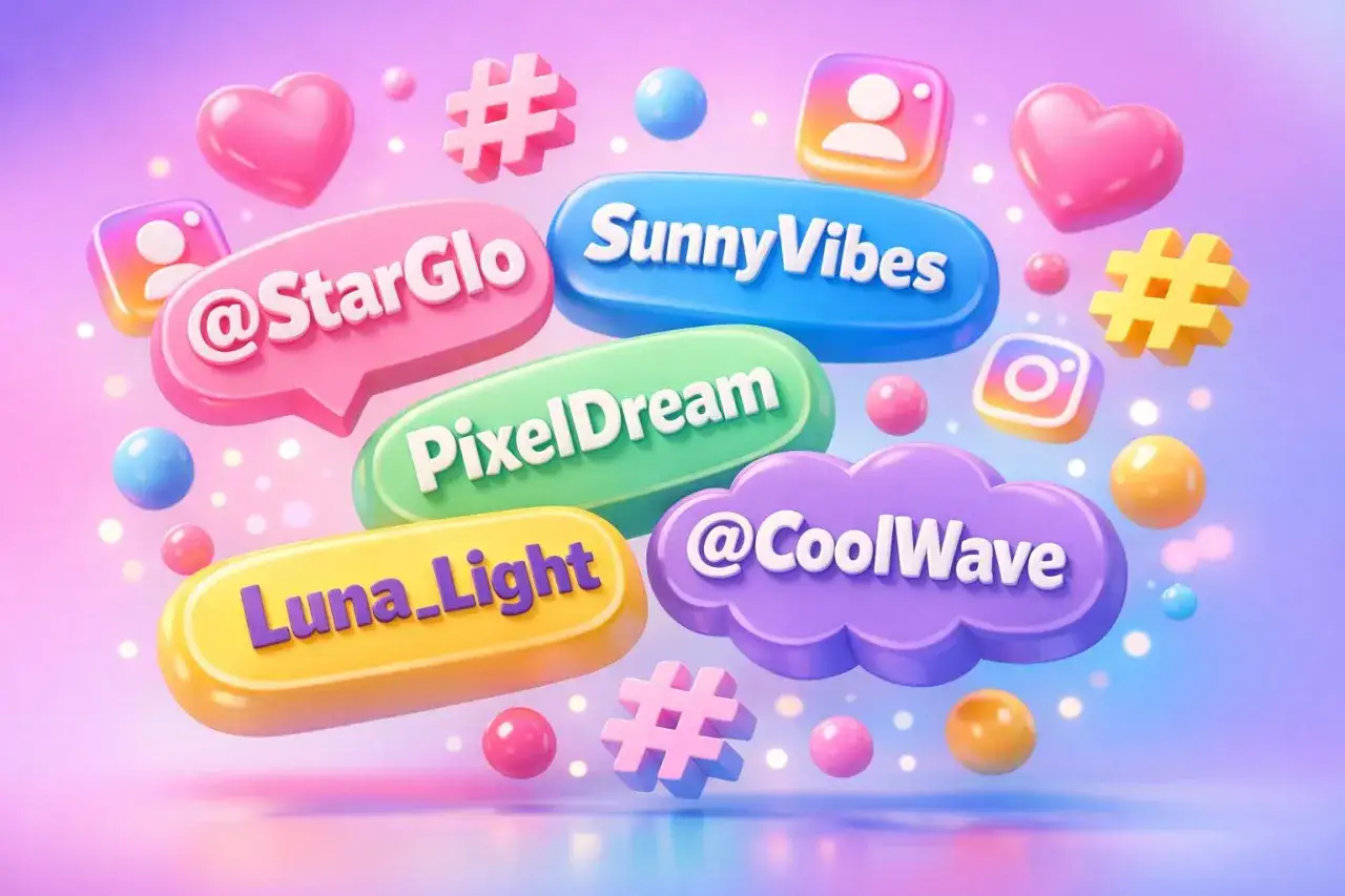Des bulles color&eacute;es flottent avec des pseudo id&eacute;es comme @StarGlo, PixelDream, Luna_Light, SunnyVibes et @CoolWave.