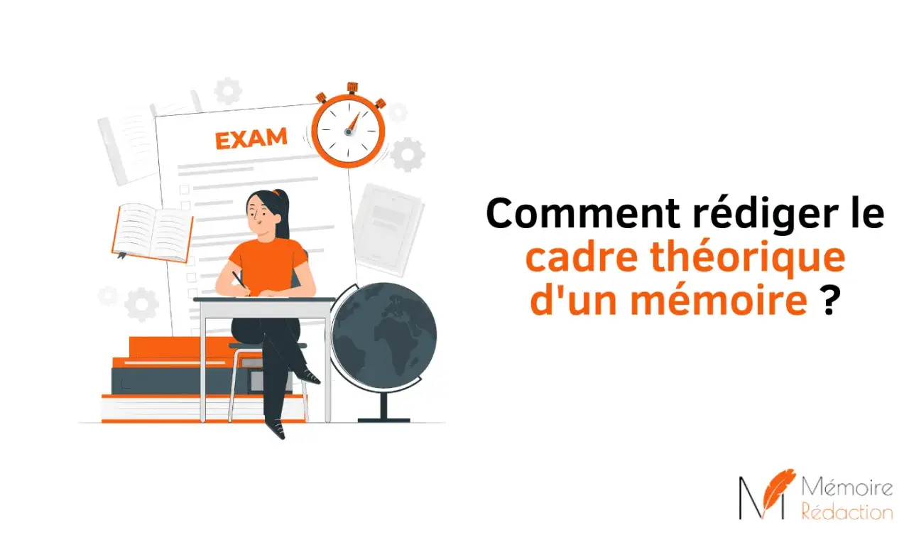 &Eacute;tudiante travaillant sur son m&eacute;moire. Illustration pour un exemple de cadre th&eacute;orique.